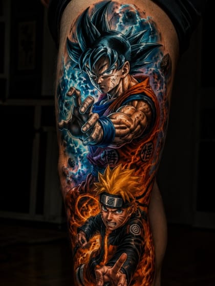 Tattoo Anime Perna Goku Naruto Anime / Otaku