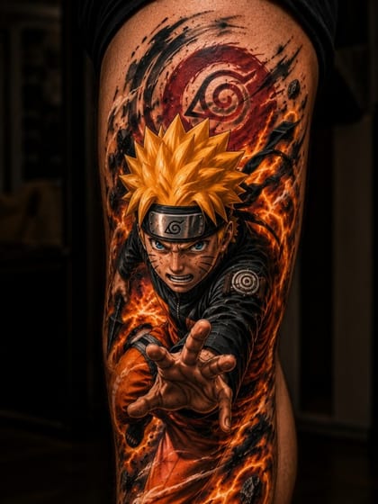 Tattoo Anime Perna Naruto Fogo Anime / Otaku