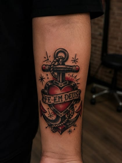 Tattoo Oldschool Ancora Fe Em Deus Realismo B&G